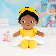 Load image into Gallery viewer, iFrodoll Personalized Deep Skin Tone Yellow Plush Baby Girl Doll
