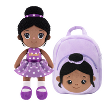 Load image into Gallery viewer, iFrodoll Personalized Deep Skin Tone Plush Doll &amp; Backpack Giftset (Buy 2 Get 15% Off Code VIPONLY)
