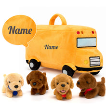 Load image into Gallery viewer, Personalized Plush Puppy School Bus Playset (5-Piece Set)
