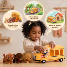 Load image into Gallery viewer, Personalized Plush Golden Retriever Puppy School Bus Playset (5-Piece Set)