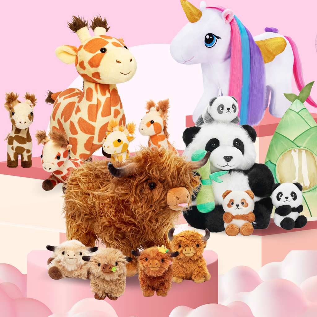 Plush Stuffed Animal Family Toy Set Mommy with Babies - 11 Themes