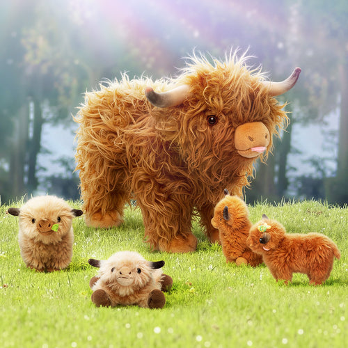 Highland Cattle Stuffed Animal with 4 Babies Inside