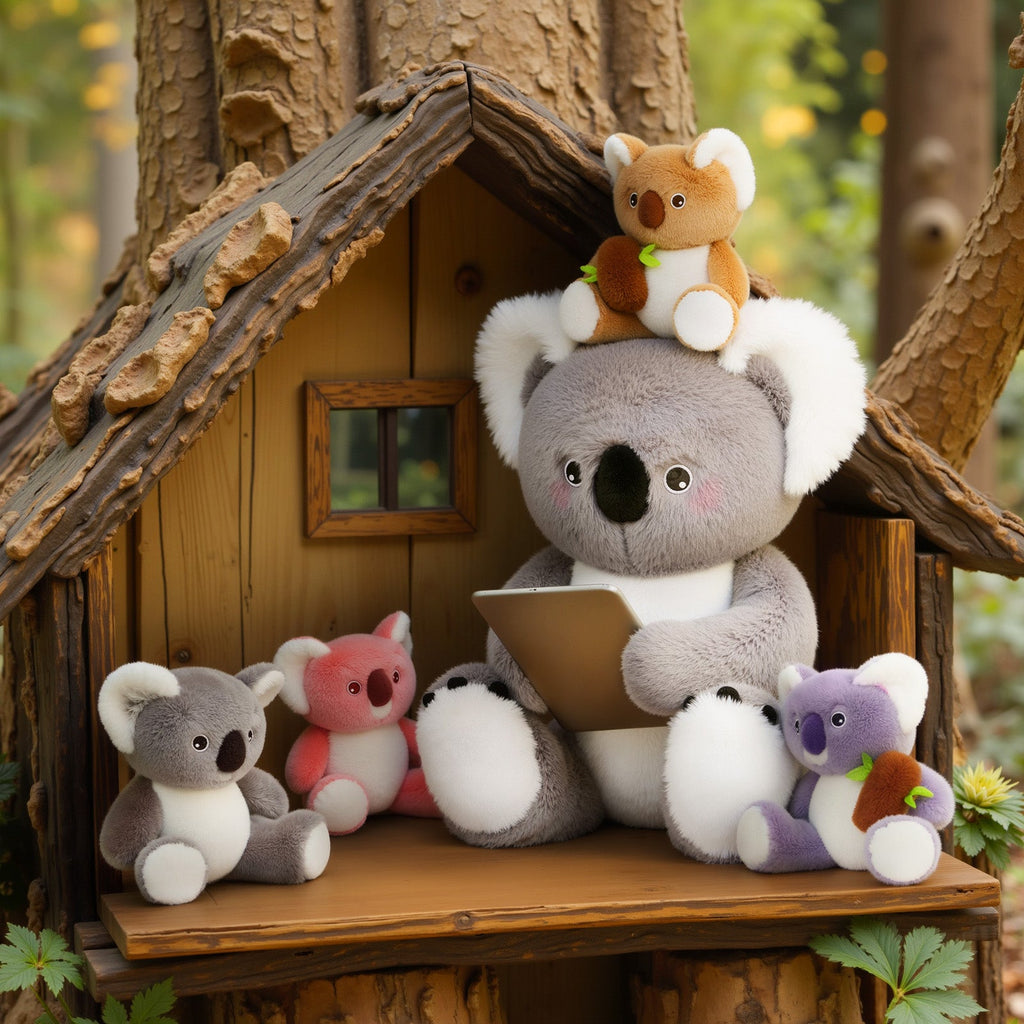 iFrodoll Koala Family with 4 Babies Plush Playset Animals Stuffed Gift Set for Toddler