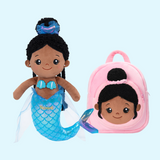 iFrodoll Personalized Deep Skin Tone Fantasy Mermaid Plush Baby Girl Doll