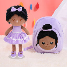 Load image into Gallery viewer, iFrodoll Personalized Deep Skin Tone Plush Curly Hair Baby Girl Doll