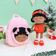 Load image into Gallery viewer, iFrodoll Personalized Deep Skin Tone Plush Strawberry Doll Red