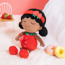 Load image into Gallery viewer, iFrodoll Personalized Deep Skin Tone Plush Strawberry Doll Red