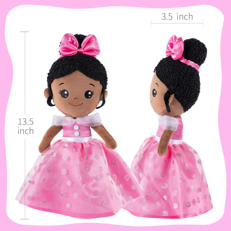 iFrodoll Personalized Deep Skin Tone Plush Princess Doll Pink