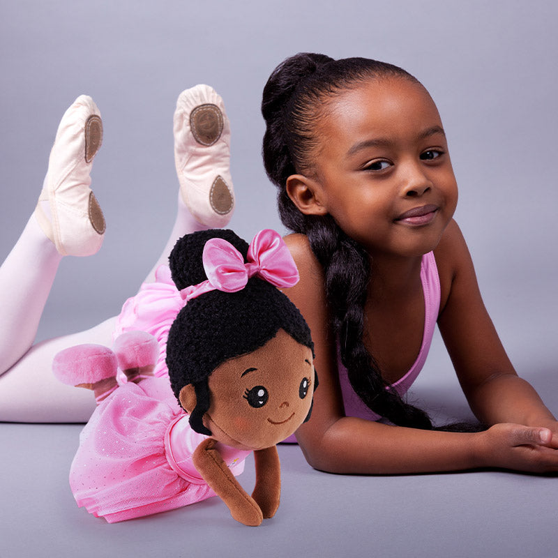 iFrodoll Personalized Deep Skin Tone Plush Ballerina Doll