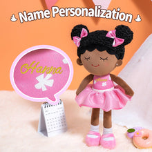 Load image into Gallery viewer, iFrodoll Personalized Deep Skin Tone Plush Pink Dora Doll &amp; Backpack Gift Set