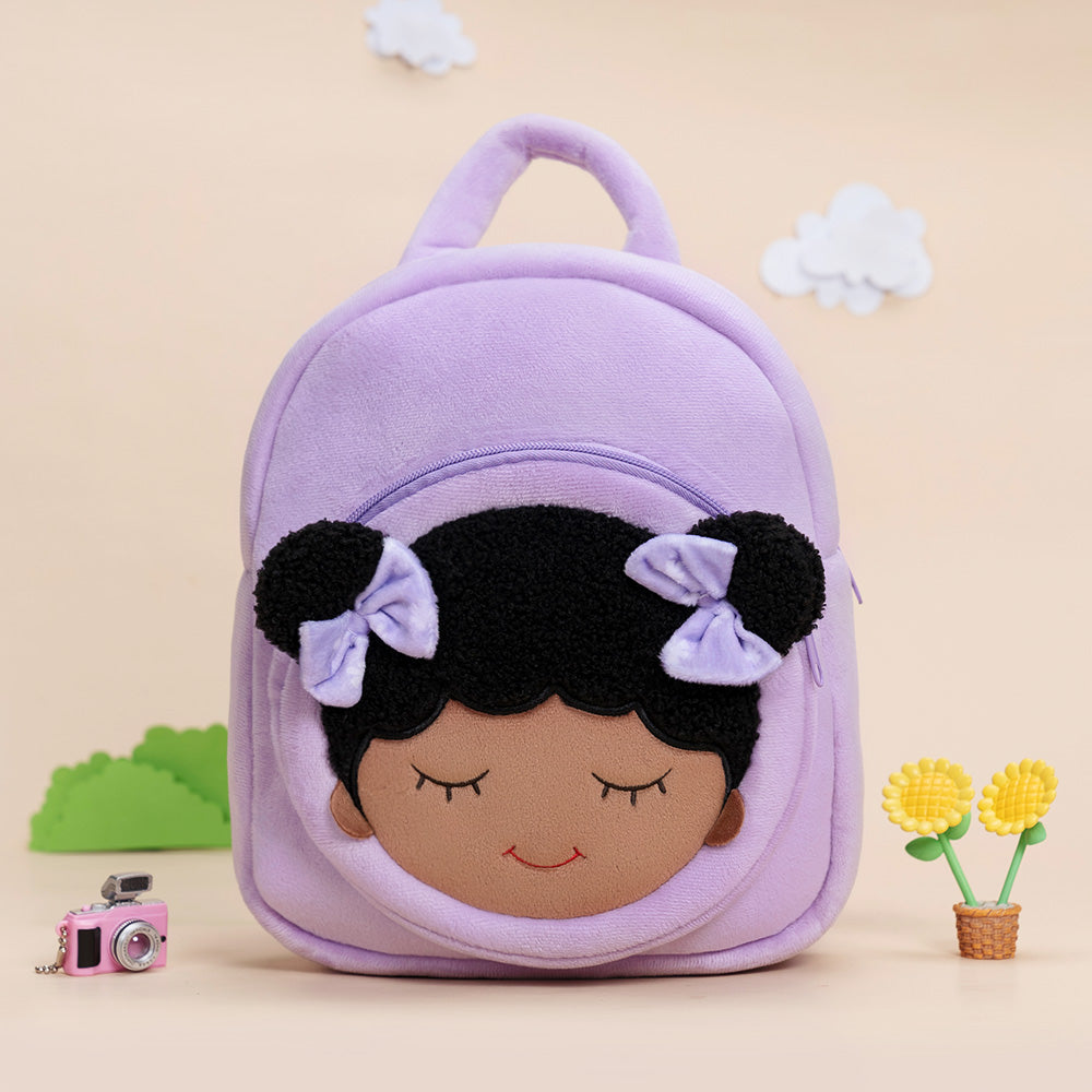 iFrodoll Personalized Deep Skin Tone Plush Dora Backpack for Kids Purple