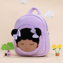 Load image into Gallery viewer, iFrodoll Personalized Deep Skin Tone Plush Dora Backpack for Kids Purple