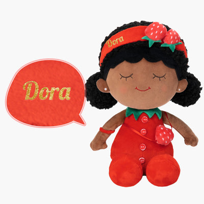 iFrodoll Personalized Deep Skin Tone Plush Strawberry Doll Red
