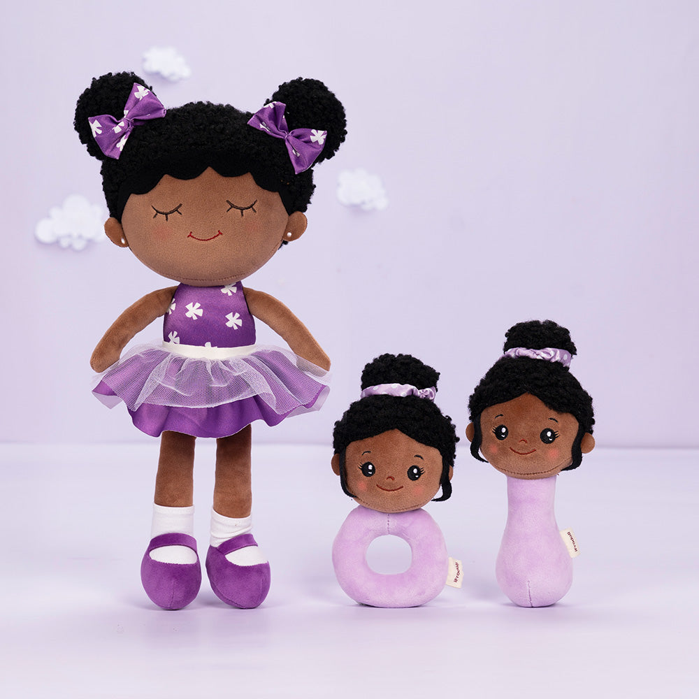 iFrodoll Personalized Deep Skin Tone Plush Doll Dora Purple