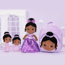 Load image into Gallery viewer, iFrodoll Personalized Deep Skin Tone Plush Princess Doll Purple