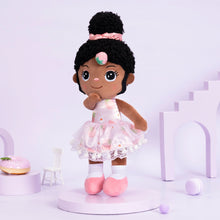 Load image into Gallery viewer, iFrodoll Personalized Deep Skin Tone Plush Strawberry Doll Pink