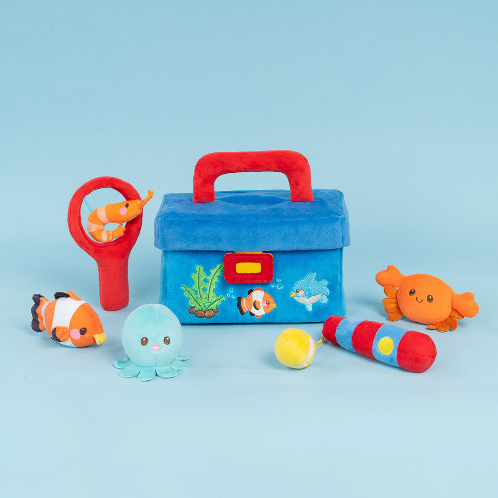 iFrodoll Personalized Baby's First Fishing Tackle Box Plush Playset Sound Toys Set