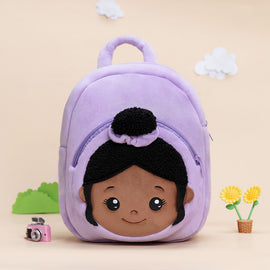 iFrodoll Personalized Deep Skin Tone Plush Nevaeh Backpack for Kids Purple