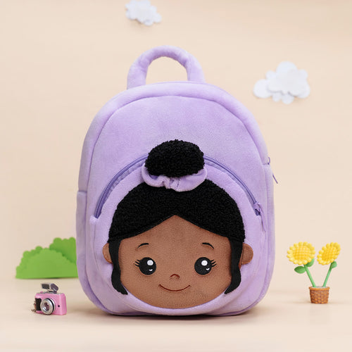 iFrodoll Personalized Deep Skin Tone Plush Nevaeh Backpack for Kids Purple