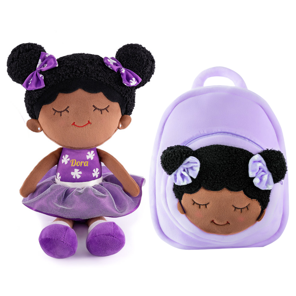 iFrodoll Personalized Deep Skin Tone Plush Backpack for Kids