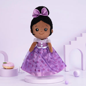iFrodoll Personalized Deep Skin Tone Plush Princess Doll Purple