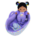iFrodoll Personalized Deep Skin Tone Baby First Doll Purple Butterfly Girl Doll & Gift Set