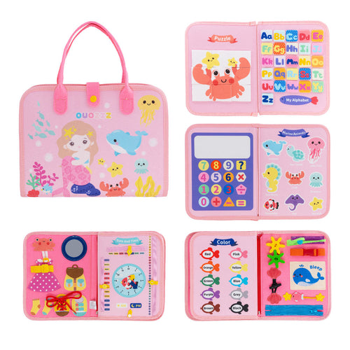 iFrodoll Personalized Mermaid Toddler Busy Board Plush Montessori Toy