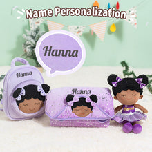 Load image into Gallery viewer, iFrodoll Personalized Deep Skin Tone Plush Doll Dora Baby Gift Set