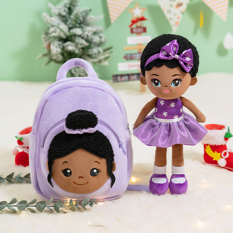 iFrodoll Personalized Deep Skin Tone Plush Doll & Backpack Gift Set 08