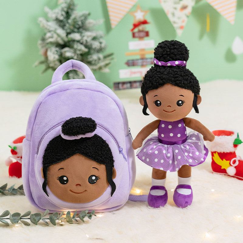iFrodoll Personalized Deep Skin Tone Plush Doll & Backpack Gift Set 05