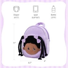 Load image into Gallery viewer, iFrodoll Personalized Deep Skin Tone Plush Purple Ash Backpack