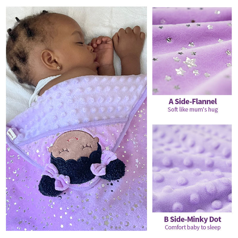 iFrodoll Personalized Ultra-soft and Skin-friendly Baby Blanket(30")&Purple Backpack Gift Set