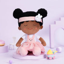 Load image into Gallery viewer, iFrodoll Personalized Deep Skin Tone Plush Doll with Rabbit Outfit