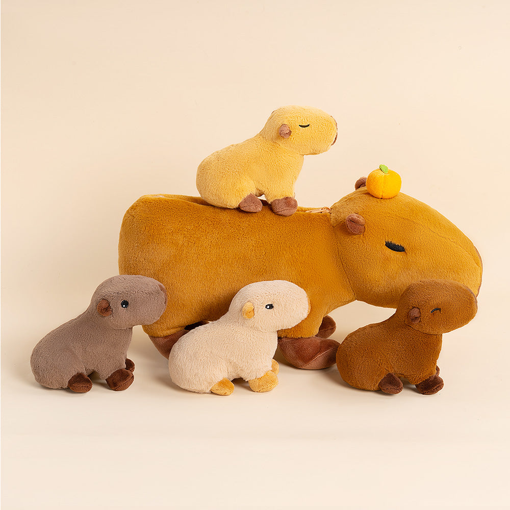 iFrodoll Capybara Family with 4 Babies Plush Playset Animals Stuffed Gift Set for Toddler