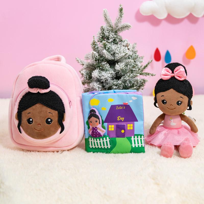 iFrodoll Personalized Quiet Cloth Book & Ballerina Doll & Backpack Gift Set