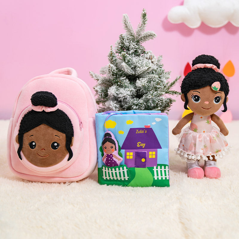 iFrodoll Personalized Cloth Book & Strawberry Doll & Backpack Gift Set