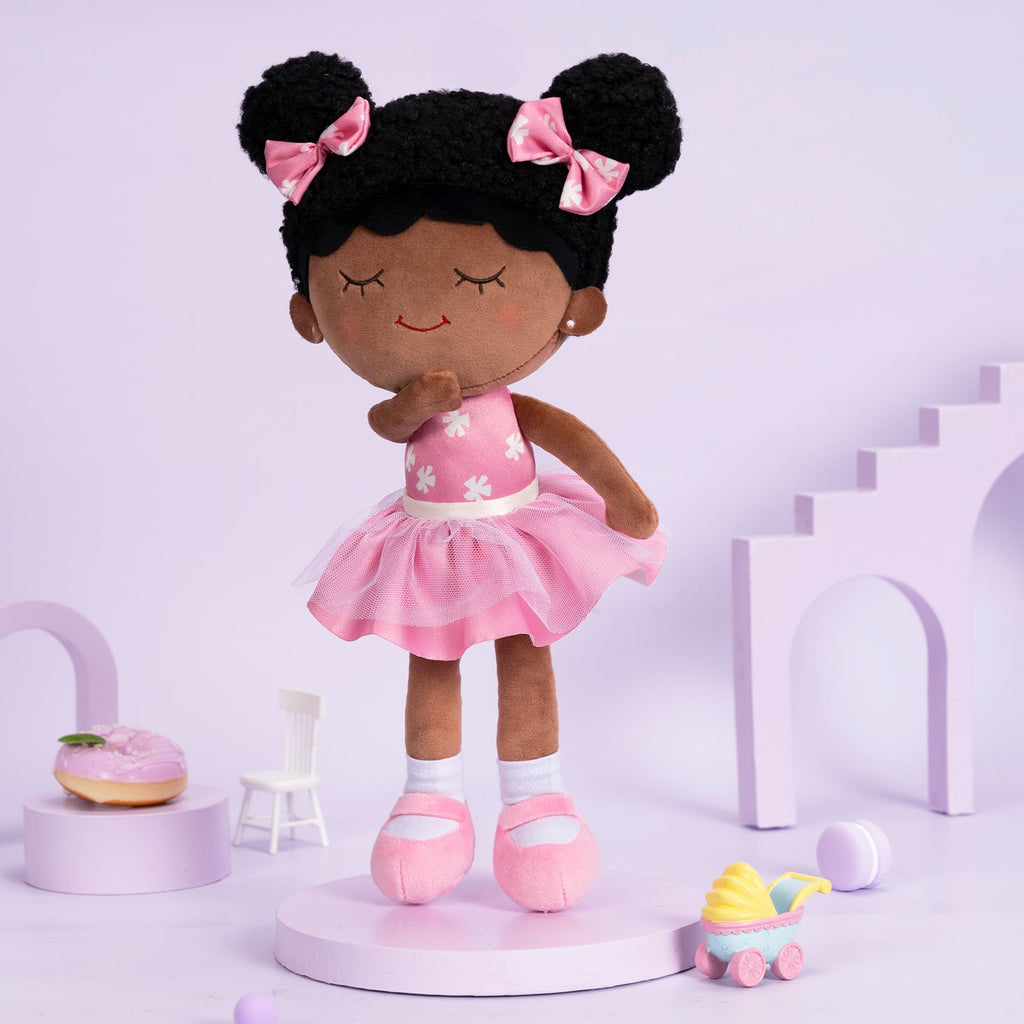 iFrodoll Personalized Deep Skin Tone Plush Doll Dora Pink