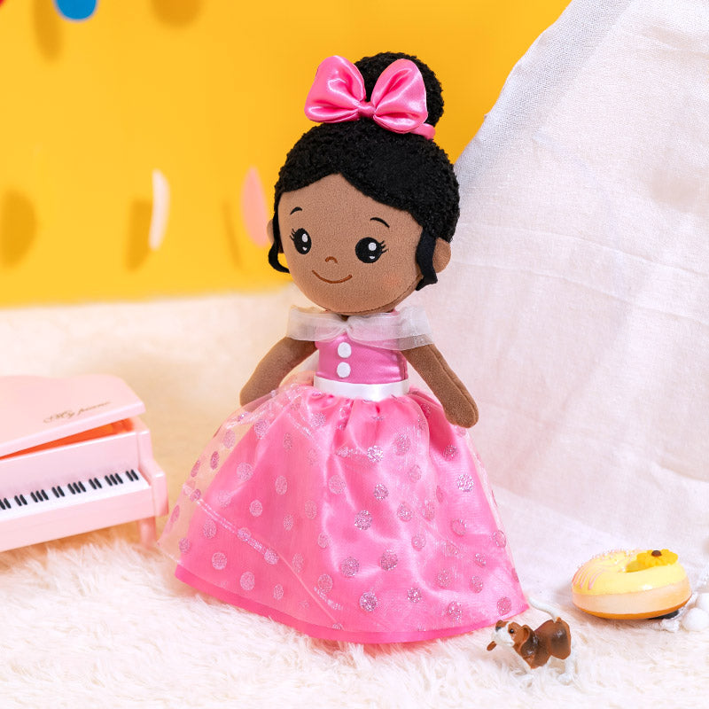 iFrodoll Personalized Deep Skin Tone Plush Pink Princess Nevaeh Doll & Backpack Gift Set