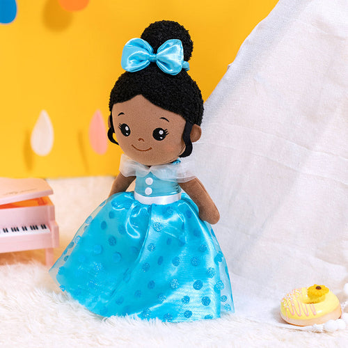 iFrodoll Personalized Deep Skin Tone Plush Blue Princess Nevaeh Doll & Backpack Gift Set