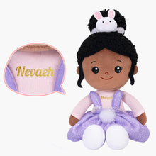 Load image into Gallery viewer, iFrodoll Personalized Deep Skin Tone Plush Purple Bunny Doll