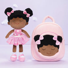 Load image into Gallery viewer, iFrodoll Personalized Deep Skin Tone Plush Pink Dora Doll &amp; Backpack Gift Set