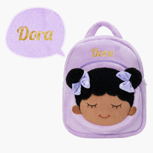 iFrodoll Personalized Deep Skin Tone Plush Dora Backpack for Kids Purple
