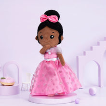 Load image into Gallery viewer, iFrodoll Personalized Deep Skin Tone Plush Princess Doll Pink