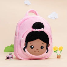 Load image into Gallery viewer, iFrodoll Personalized Deep Skin Tone Plush Nevaeh Backpack for Kids Pink