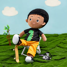 Load image into Gallery viewer, iFrodoll Personalized Deep Skin Tone Plush Cool Boy Doll