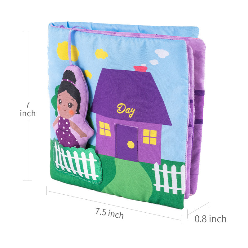 iFrodoll Personalized Quiet Cloth Book & Purple Backpack Gift Set