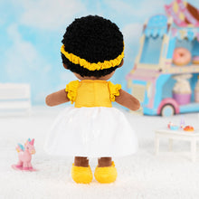 Load image into Gallery viewer, iFrodoll Personalized Deep Skin Tone Yellow Plush Baby Girl Doll