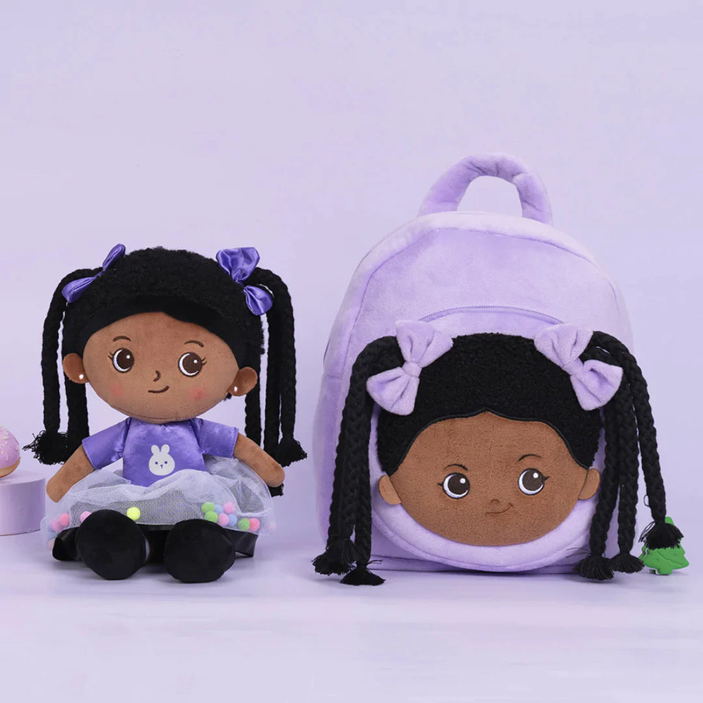 iFrodoll Personalized Deep Skin Tone Plush Doll and Backpack Gift Set 11