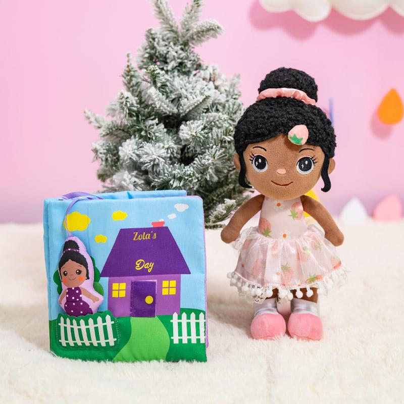 iFrodoll Personalized Quiet Cloth Book & Pink Strawberry Doll Gift Set