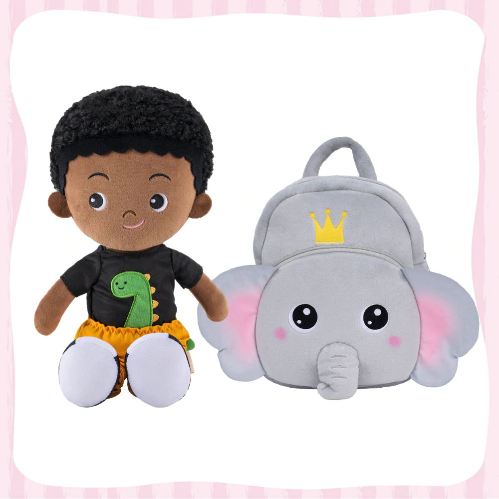 iFrodoll Personalized Animal Gray Elephant Plush Backpack